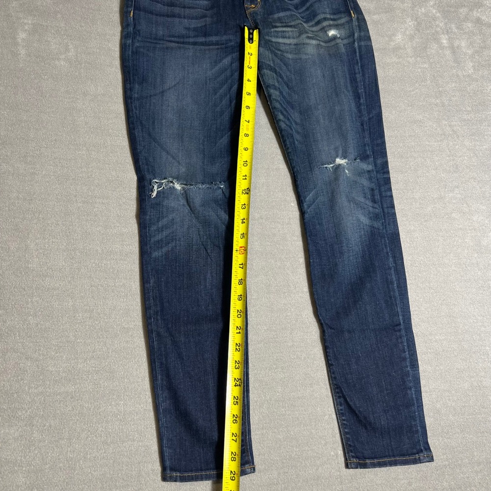 Hudson Skinny Jeans Womens 28 Dark Wash Distressed Ripped Knee Blue Denim - Picture 5 of 8